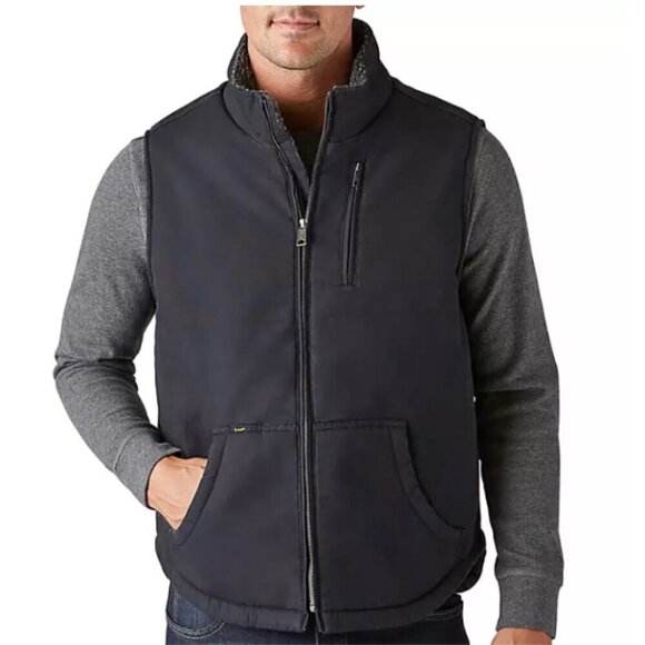 NWT Lee The Summit Men's Sherpa Lined Canvas Vest Size Large Full zipper Black - Picture 7 of 13